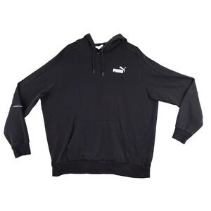 Puma‎ Black Hoodie Sweatshirt Athletic Logo Print Pullover Men's XL